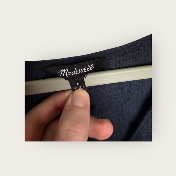 Madewell Lightspun Tiered Button Front Midi Dress Navy Size 8 - Picture 6 of 7